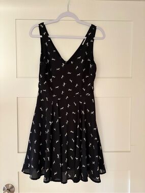 Everly Black V-Neck Sleeveless Mini Dress with White Horse Print